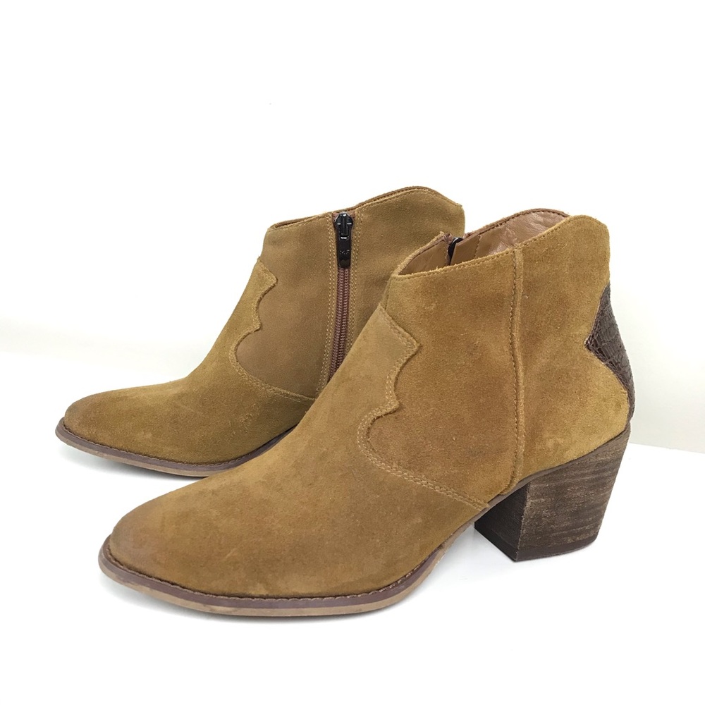 Marc Fisher Stefani Western Ankle Suede Boots 9.5